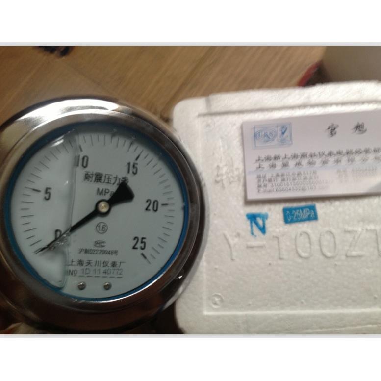 上海天川仪表YN100ZT轴向带边耐震压力表0-25MPA液压表油压表
