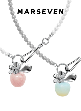MARSEVEN 闪光派对系列粉白转花苹果项链原创百搭锁骨链2026春夏
