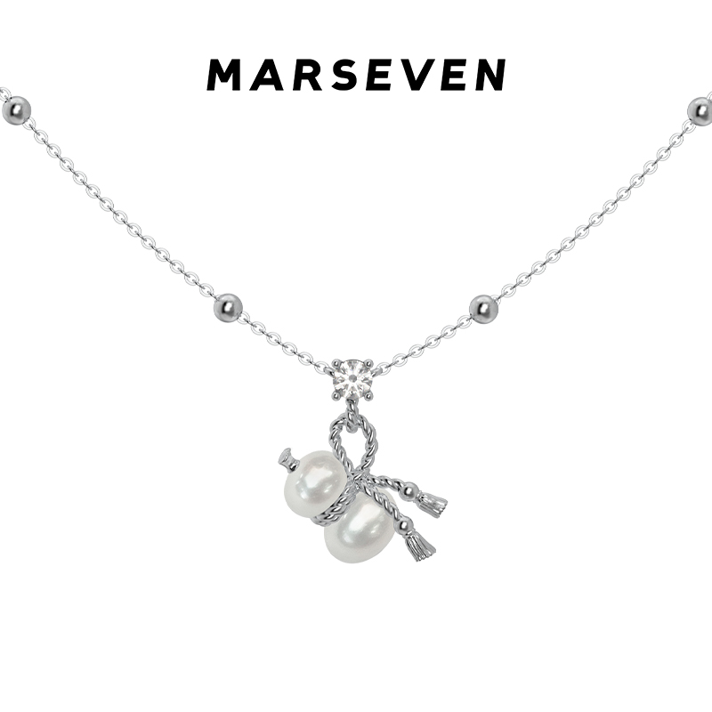 MARSEVEN x 默叙 白色绳结葫芦项链原创百搭气质简约珍珠锁骨链