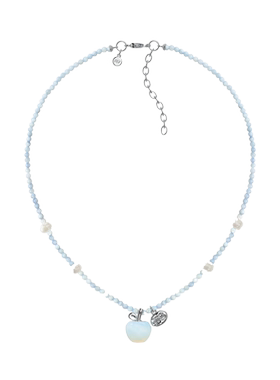 MARSEVEN 闪光派对系列粉白串珠小苹果项链S925银原创精致锁骨链