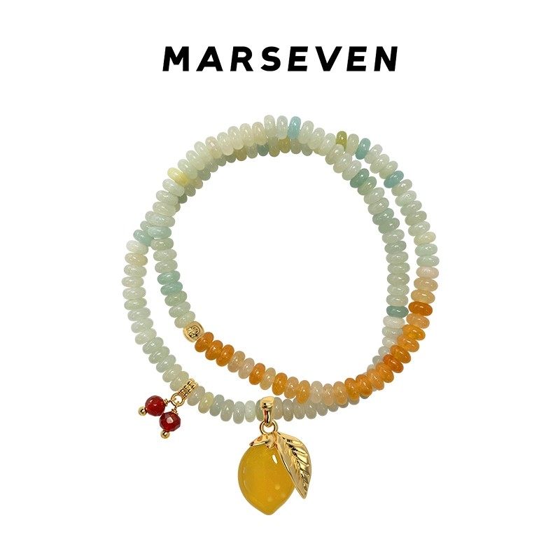 MARSEVEN 柠檬系列柠檬串珠手链原创设计轻奢高级感精致叠戴手串