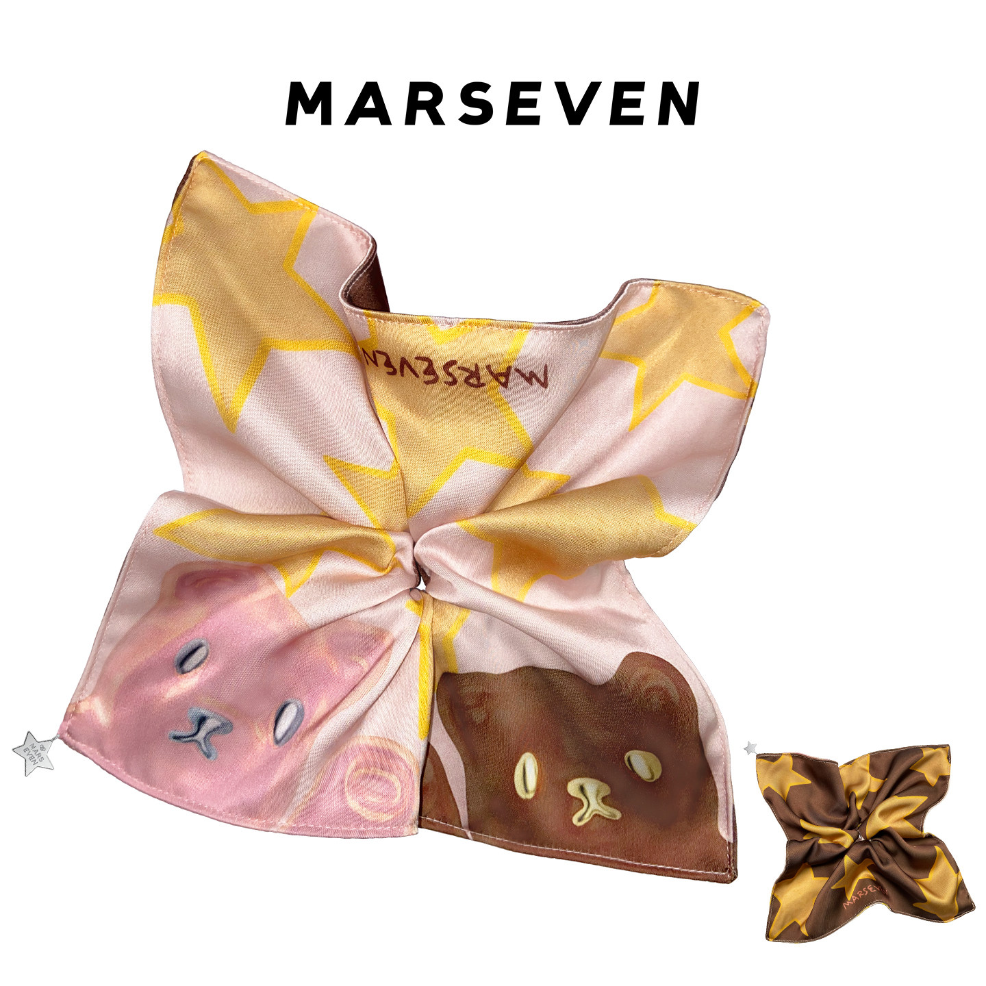 MARSEVEN 小熊软糖系列小熊方巾发圈精致温柔趣味发饰原创设计