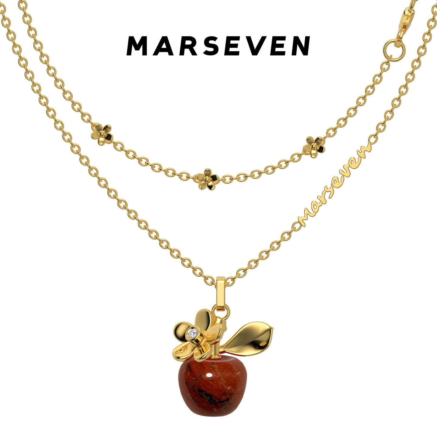 MARSEVEN 闪光派对系列金色转花苹果项链小众简约百搭饰品新年款
