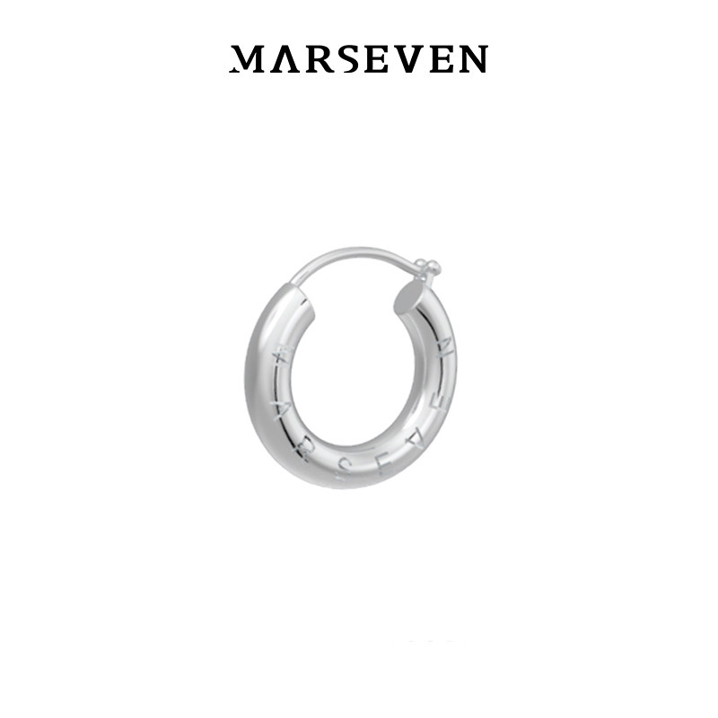 MARSEVEN 万能小银环情侣款S925纯银耳钉原创设计小众圈圈耳饰