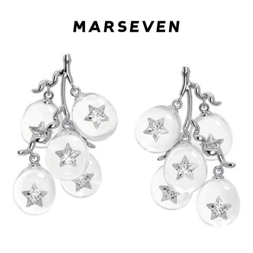 MARSEVEN 野餐系列透明星星葡萄耳钉趣味气质个性耳饰2026新品
