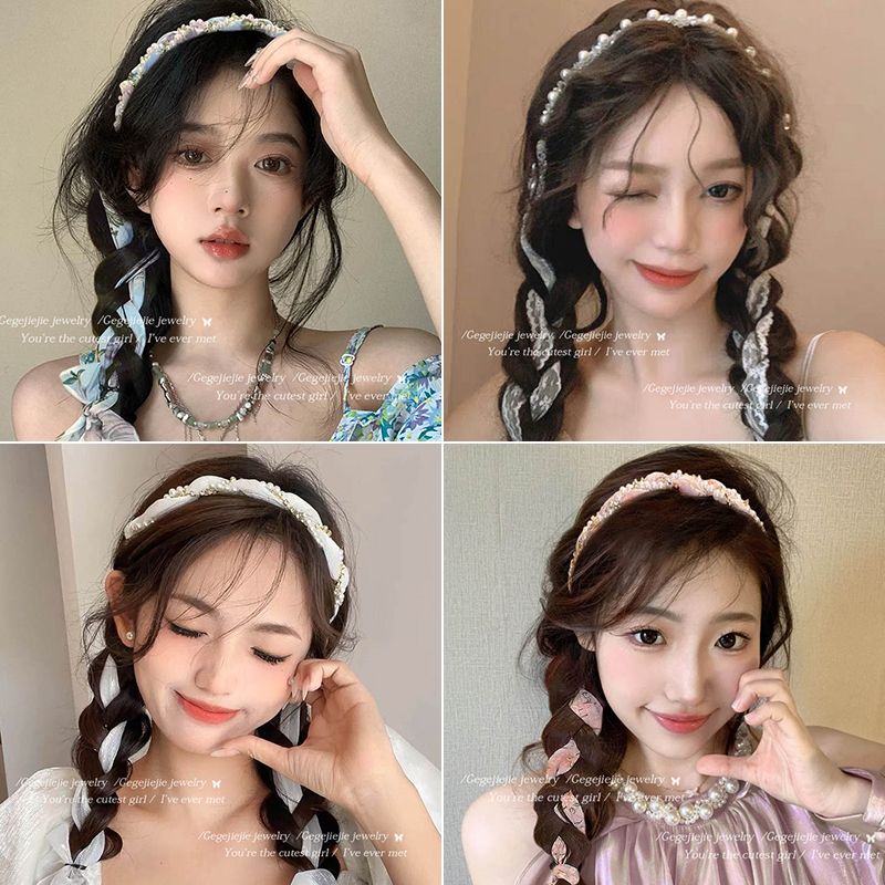 超仙碎花编发发带女2024年新款