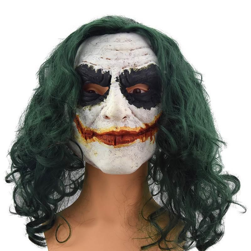 万圣节黑暗骑士joker小丑面具电影DC小丑哥谭绿发小丑面具cos道具