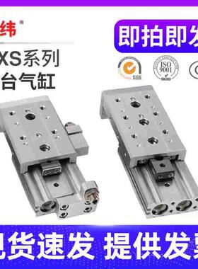 SMC型精密滑台气缸MXS/HLS6-8-12-16-20X10/20/30/40/AS/BS带轨道
