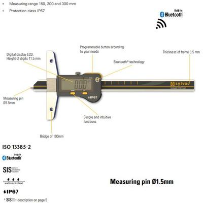 瑞士SYLVAC带蓝牙无线传输深度尺812.1506  812.1516  812.1526