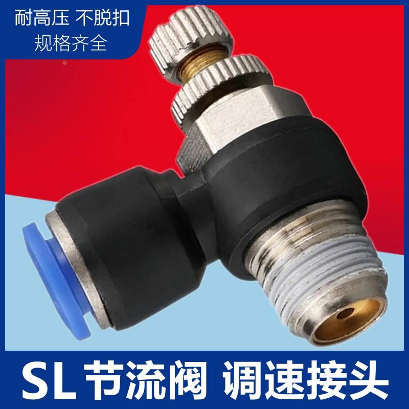 气管快速接头可调节流阀调速阀SL4 6 8 10 12-M5 01 02 03 04气缸