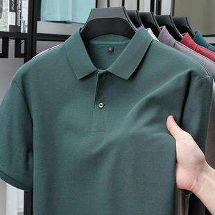上衣体恤夏装 正品 翻领纯色中年宽松半袖 100%纯棉短袖 T恤男POLO衫