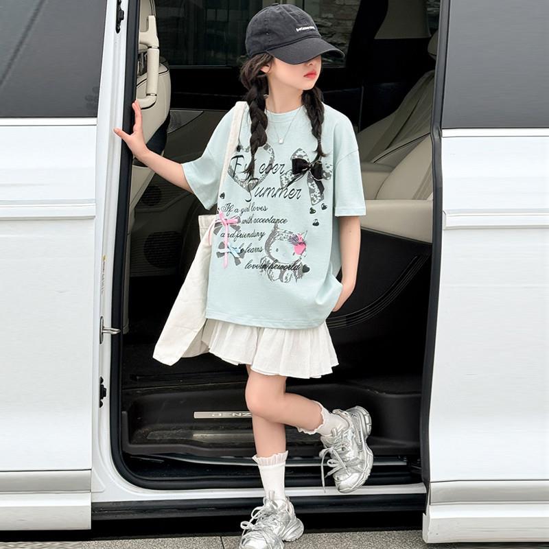 女童短袖T恤夏季2025新款女大童卡通上衣儿童夏装休闲半袖体恤衫t