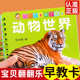 婴幼儿启蒙早教识物卡 3岁宝宝书本早教撕不烂全脑开发书籍 彩色卡片圈圈书幼儿园早教启启蒙认知卡 动物世界翻翻卡