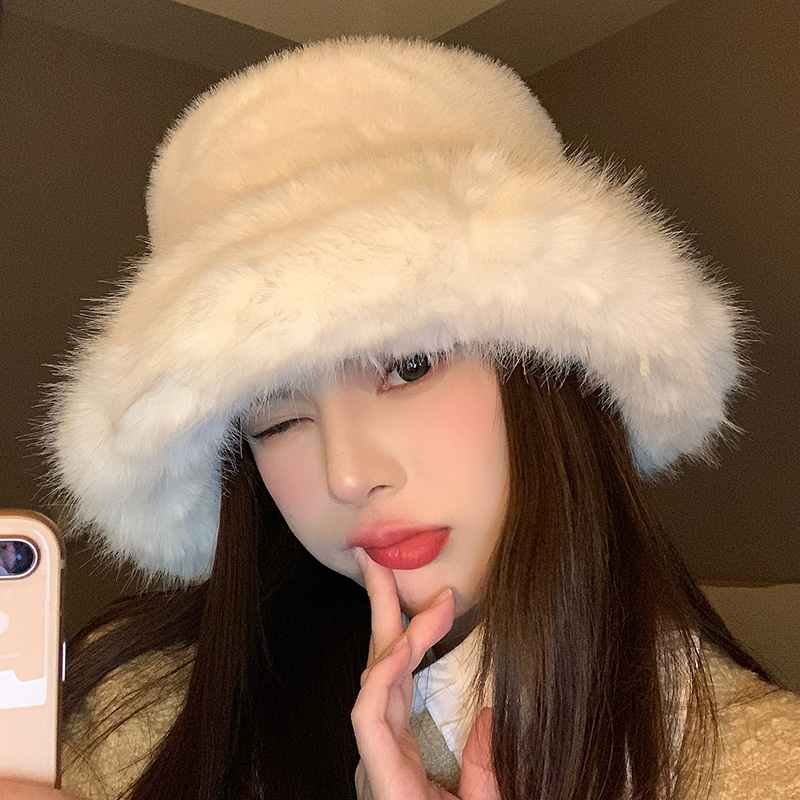 渔夫帽逛街韩版女冬季毛绒绒