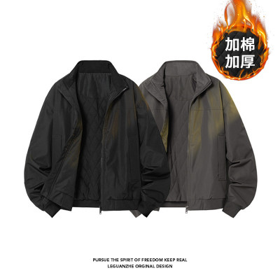 美式短款飞行员夹克男款秋冬立领三防教练工装外套夹棉机车棒球服