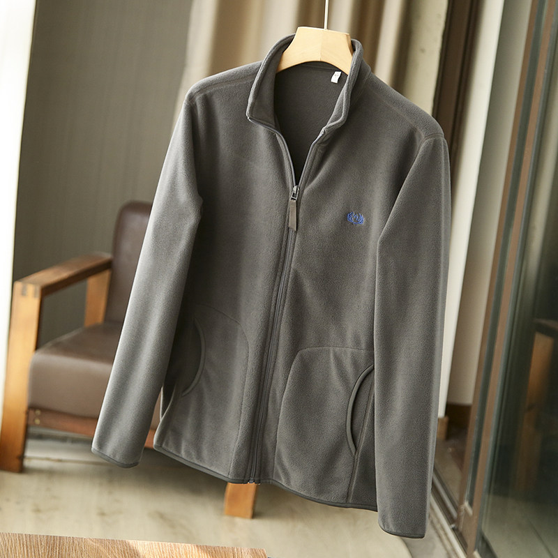 摇粒绒外套男春秋2025新款潮牌立领上衣开衫运动休闲百搭抓绒夹克