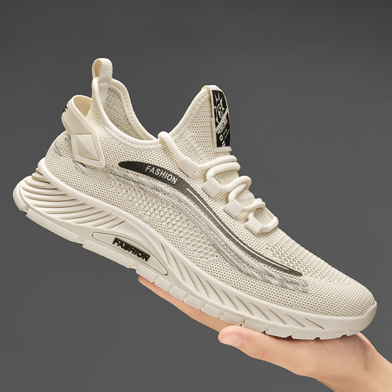 Flyknit Shoes, Spring Breathable Sneakers, Non-Slip Soft Sole, Versatile Men's Summer Thin Casual Mesh Shoes_voghion.com