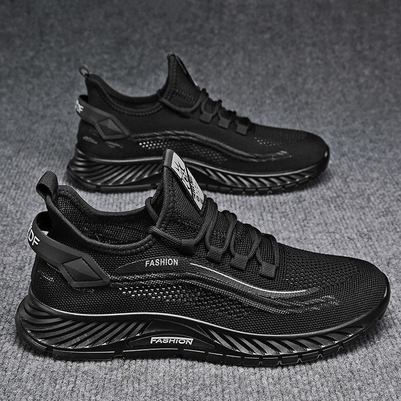 Flyknit Shoes, Spring Breathable Sneakers, Non-Slip Soft Sole, Versatile Men's Summer Thin Casual Mesh Shoes_voghion.com