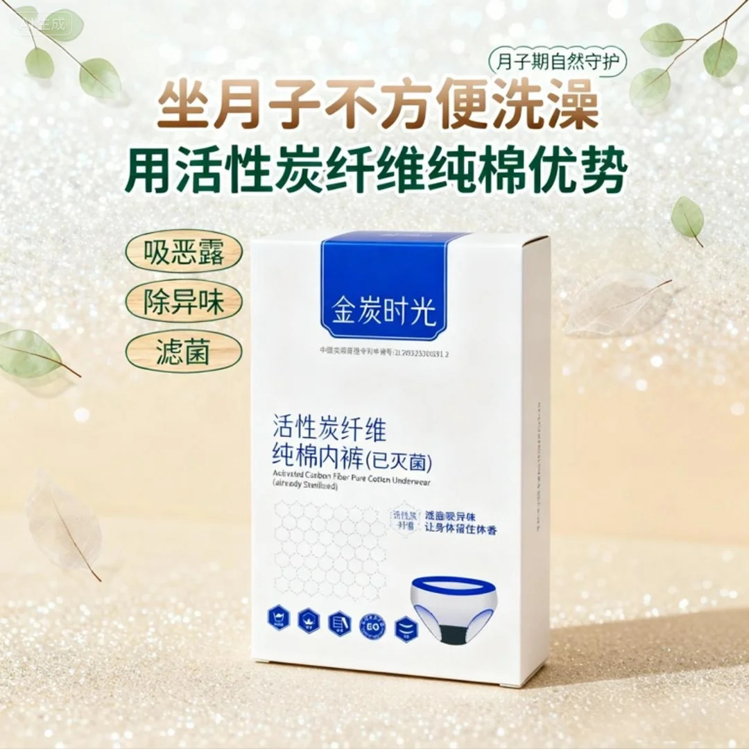 月子不方便洗澡 产褥期恶露期产妇活性炭纤维纯棉一次性内裤 灭菌