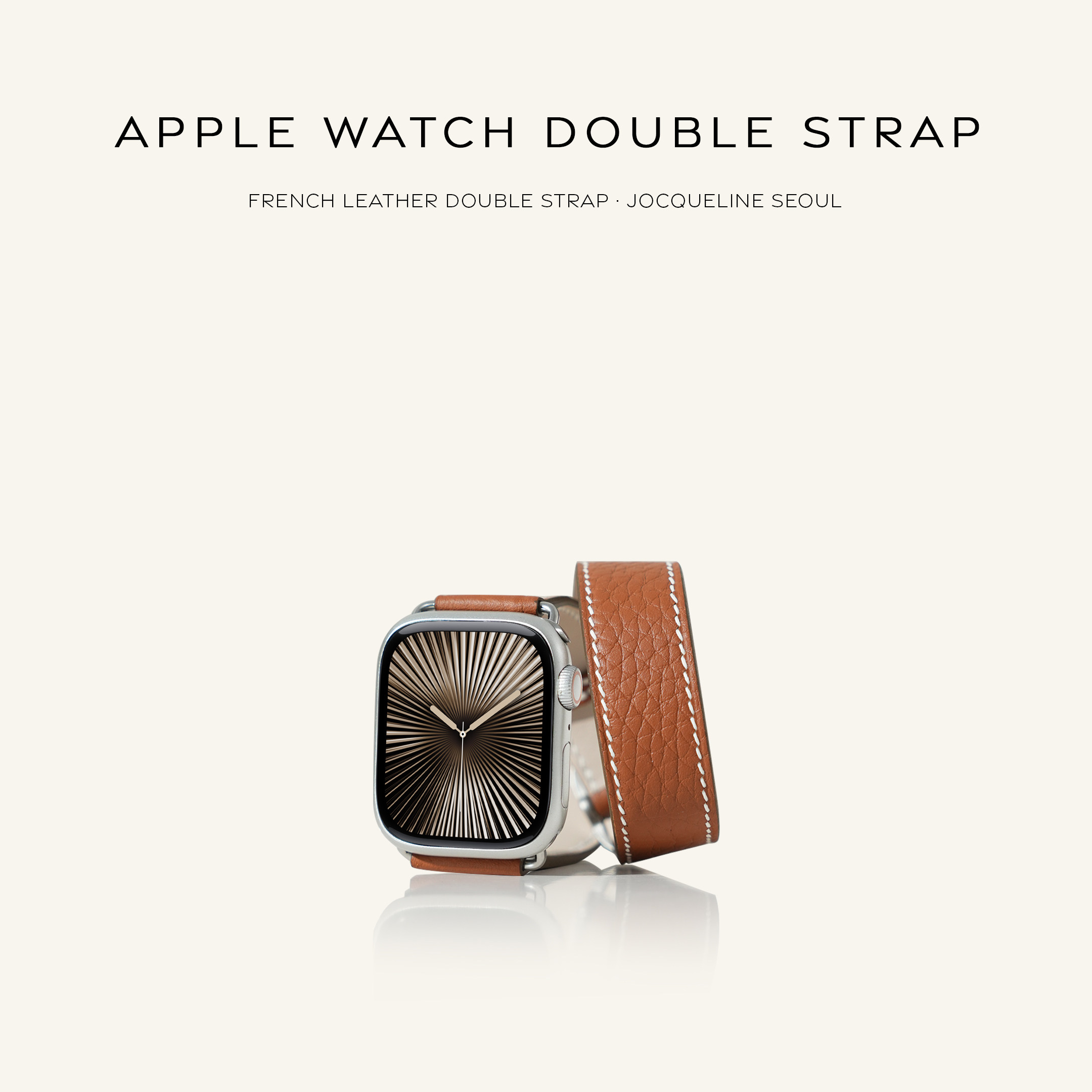 JOCQUELINE法国TC牛皮手工长款手表带 适用于iwatch strap - 实物图