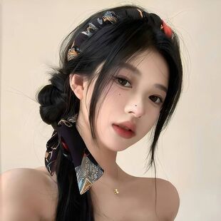 复古豹纹飘带波浪发箍女高级感洋气时尚马尾编发带一体系头箍发捆