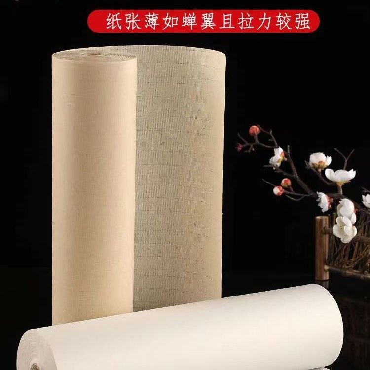 蝉翼云母熟宣长卷珠光全熟蝉衣白描小楷创作书法透明临摹抄经宣纸