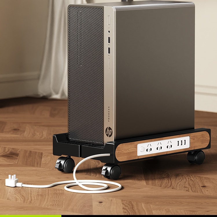 电脑主机托架可移动机箱底座支架带滑轮置物架家用台式托盘放置架