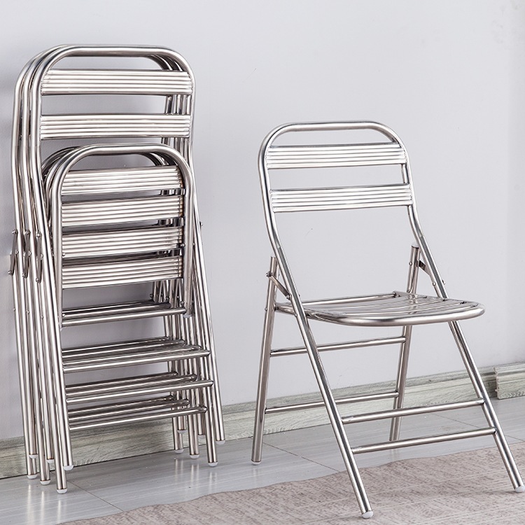 304不锈钢可折叠椅子凳子加厚户外靠背椅便携金属家用铁艺工业J*