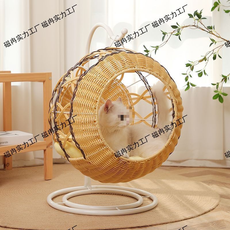 藤编猫窝夏天保暖宠物封闭式四季通用网红猫床猫咪可拆级大吊篮