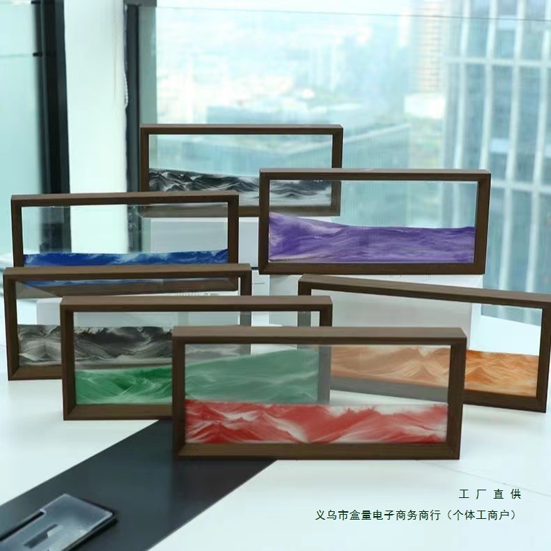 立体客厅玄关酒柜装饰品桌上办公室解压沙漏轻奢家居流沙画摆件无图片