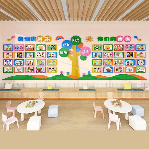 幼儿园墙面装饰画班级布置展示墙