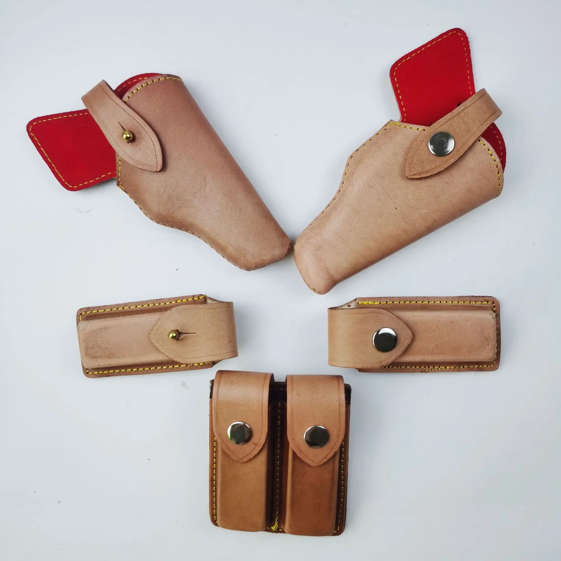 64/77/92式黄牛皮战术快拔枪包  隐形腰部双/单排弹匣套训练枪套