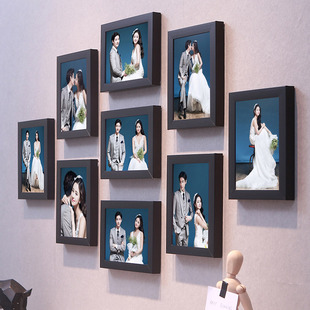 急速发货儿童照片墙客厅装 饰免打孔相框挂墙组合创意九宫格婚纱照