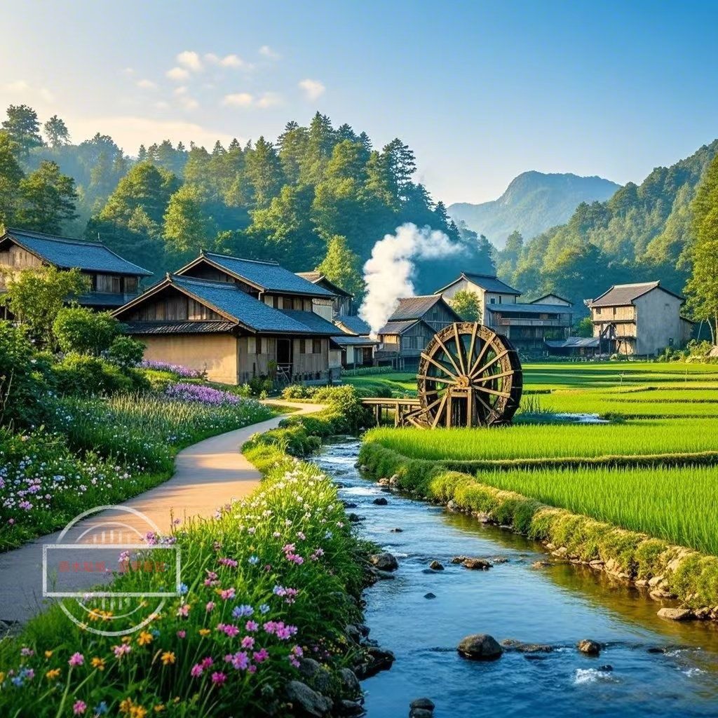 爆款乡村风景贴纸田园风自粘墙贴出租屋房间室内家居客厅门窗自贴