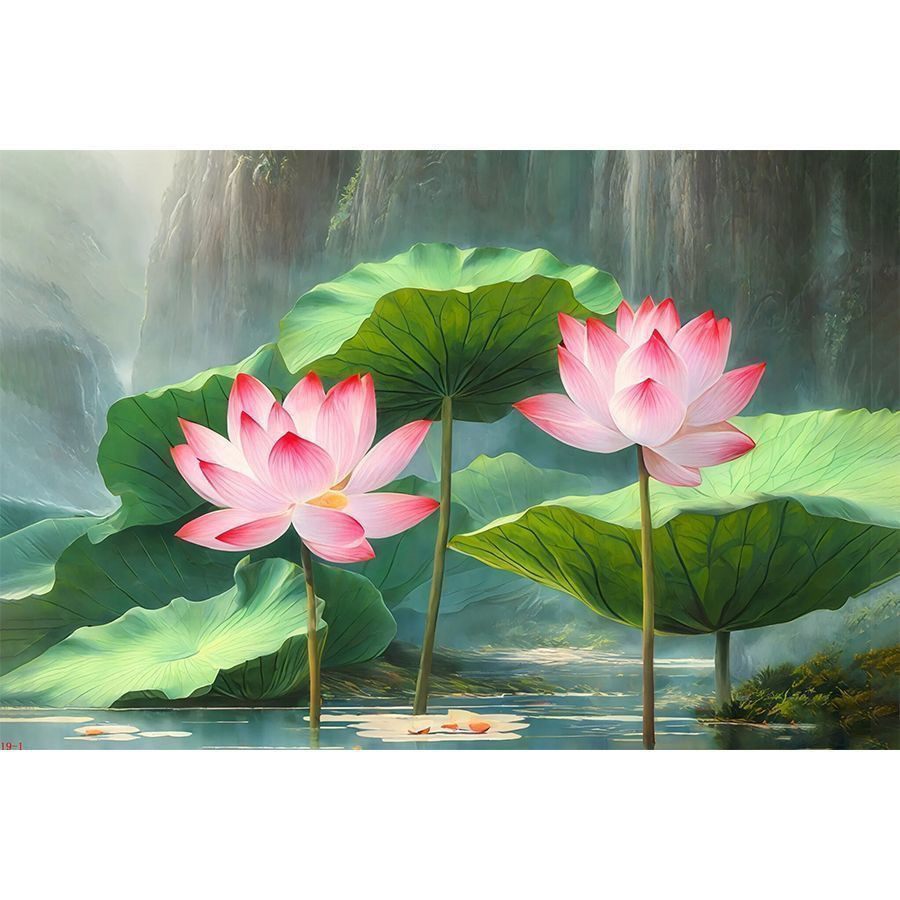 高清唯美荷花荷叶自粘墙贴画客厅镇宅净秽贴纸厨房餐厅聚财装饰画