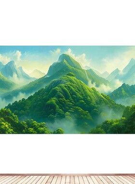 背有靠山青山图有山无水沙发背景墙自粘墙贴画茶室办公室靠山贴纸