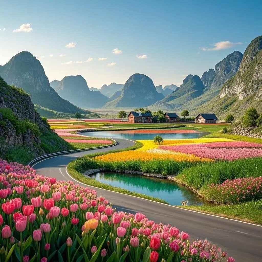唯美治愈系山间公路风景自粘墙贴画卧室宿舍客厅背景墙贴纸装饰画
