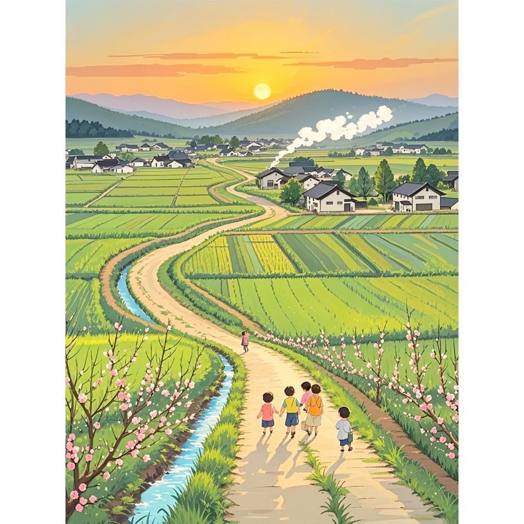 治愈系童年回忆田园风景自粘墙贴画客厅卧室办公室装饰画贴纸壁画