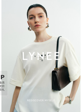 LYNEE【经典T】LOGO印花翻袖tT恤女2026夏季新款轻薄宽松百搭上衣