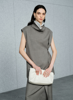 LYNEE【黑标 静奢】高领背心式上衣/飘片半裙 nobility羊毛套装