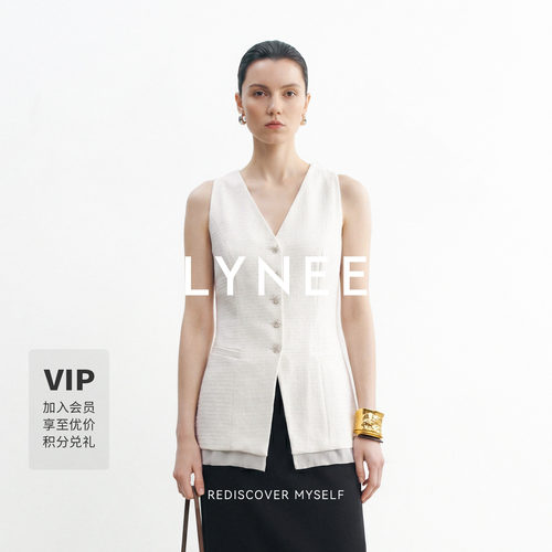 LYNEE小香风白色马甲夏季新款