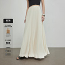 梨形百褶伞裙 优雅长款 LYNEE气质雪纺纱裙 白色大裙摆半身裙女春季