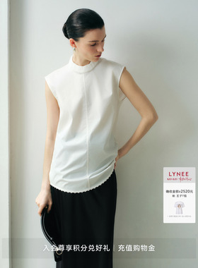 LYNEE【塞纳旋律】花式立领无袖上衣女2026年时髦设计感白色衬衫