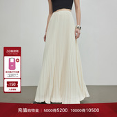 梨形百褶伞裙 优雅长款 LYNEE气质雪纺纱裙 白色大裙摆半身裙女春季