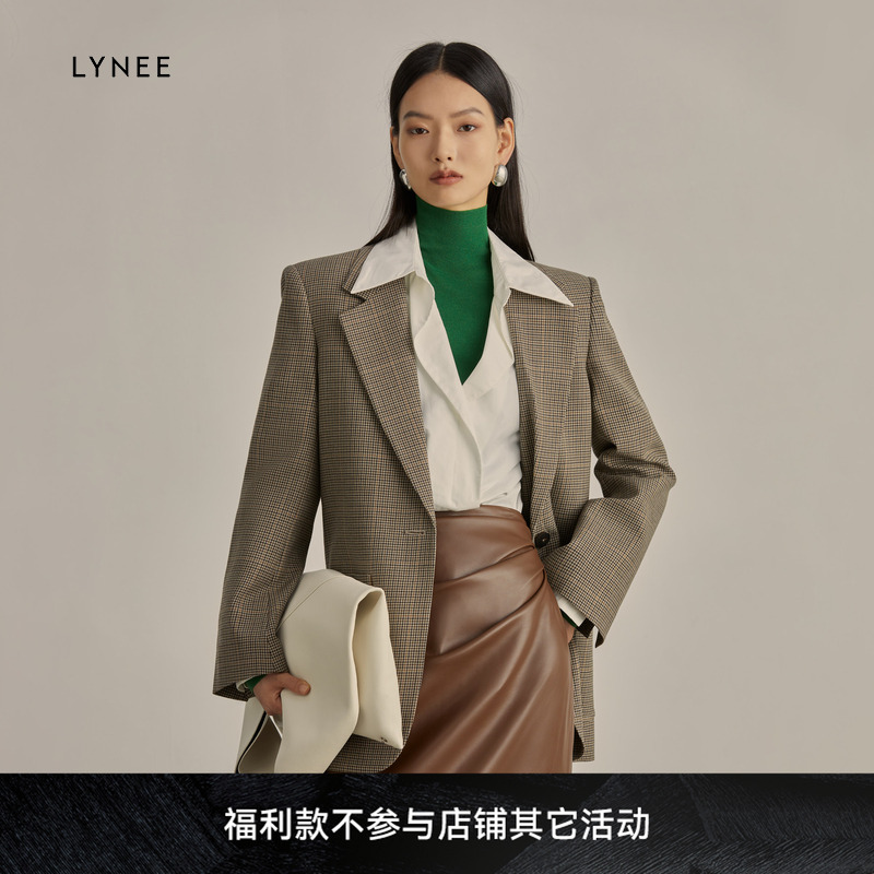 LYNEE复古千鸟格西装外套女