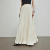 梨形百褶伞裙 优雅长款 LYNEE气质雪纺纱裙 白色大裙摆半身裙女春季