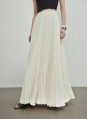 LYNEE气质雪纺纱裙 白色大裙摆半身裙女春季优雅长款梨形百褶伞裙