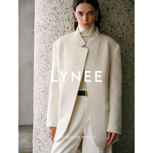 LYNEE【金标】r@w风 baby苏力羊驼毛绒感外套女冬立领西装式大衣