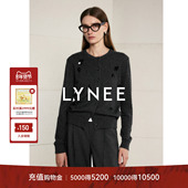 LYNEE 外套 女慵懒感羊毛开衫 璀璨 精致重工亮片花朵钉珠针织衫