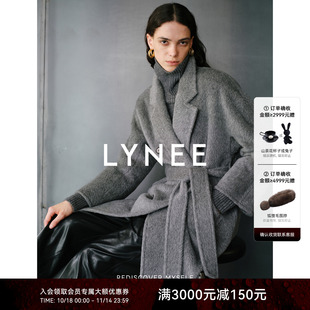 801苏力羊驼毛大衣女中长款 秘鲁进口面料 毛呢外套 黑标 LYNEE